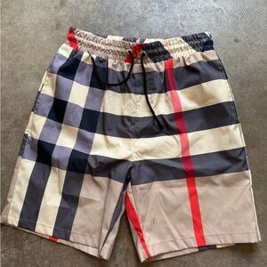 Burberry Checkered Swim Shorts - Beige, Black, Red